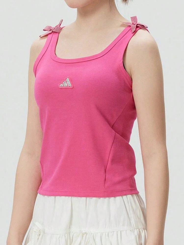 adidas 訓練運動跑步健身運動舒適透氣無袖 背心 女款 玫紅色 - 玫紅色 - 查看 1