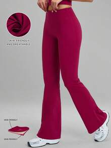 MFVIM Casual Leggings High Waist Shaping Yoga Running Training Flare Pants Long Pants - Red Violet - View 4