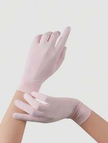 1 Pair Women's Summer Thin Breathable Open-Finger Sun Protection Gloves, Outdoor Cycling Driving Sports Use, Flip-Over 2-Finger Sun Protection - A - View 9