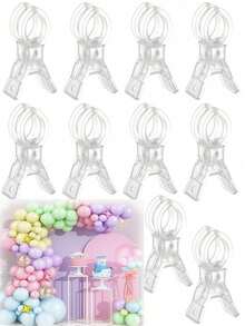 10pcs 3.5 Inch Heavy Duty Transparent Plastic Spring Clamps | Multi-Purpose Balloon Arch Fixing Clips, Suitable For Backdrop Fixing, Durable Craft Clamps, Applicable For Birthday Party, Wedding Decoration, Halloween, Christmas Decoration, Woodworking Projects And Photography Studio, Essential Tool Set For Enthusiasts. - Upgraded Version - View 2