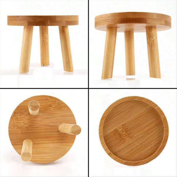 Soporte de madera para plantas, base para macetas, taburete alto, estantería redonda para flores y suculentas, para balcón, interior y exterior