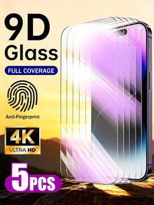 5片裝防藍光鋼化玻璃螢幕保護貼，適用於 iPhone 17 Pro Max、17E/17P Pro/16/16 Plus/15 Pro/15/14/13/12/11/XR/XS，全螢幕覆蓋 | 護眼 | 防指紋 | 相容手機殼 - 5件 - 查看 2