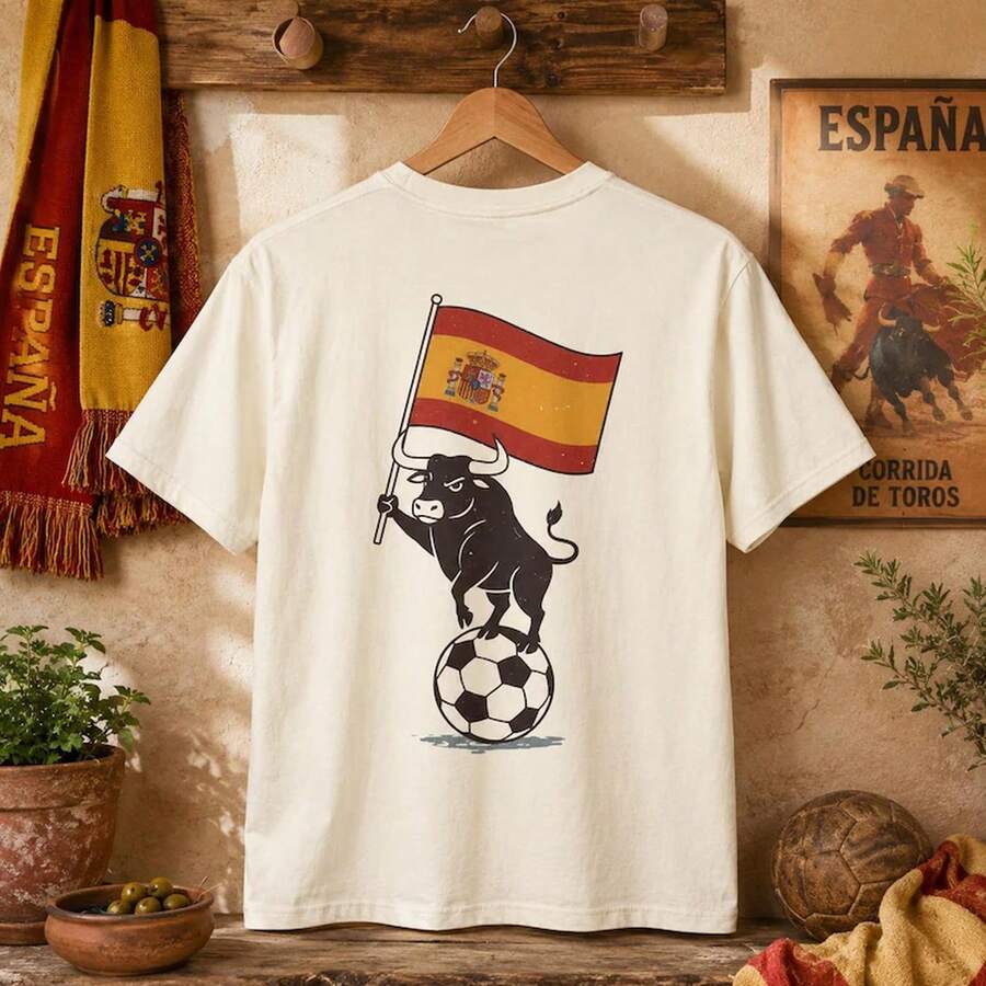 Spanish Bull Soccer T-Shirt |   Spain Flag Football Supporter TeeSpain Men Football 2026 Match Day Outfit,Game Day Shirt,Euro Watch Party Tee,Sports C