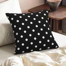2pcs Polka Dot Pillowcases, Vintage Black And White Spotted Graffiti Pillowcases, Dot And Plaid Decorative Cushion Covers, Suitable For Sofa, Single-Sided, Pillow Insert Not Included - Black - View 6