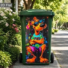 Funny Animal Trash Can Stickers 3D Cartoon Junk Food Trash Can Vinyl Decals Removable Waterproof Outdoor Yard Garden Home Decor Stickers - [Upgraded HD Printing] Multiple Styles Available - View 2