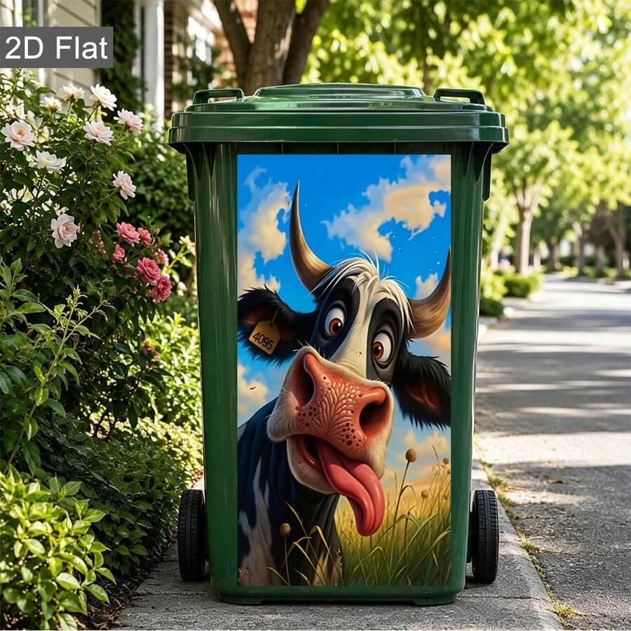 Funny Animal Trash Can Stickers 3D Cartoon Junk Food Trash Can Vinyl Decals Removable Waterproof Outdoor Yard Garden Home Decor Stickers - [Upgraded HD Printing] Multiple Styles Available - View 1