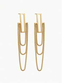 Vandermere 1 Pair Of Elegant And Unique 18K Gold Tassel Earrings, Vintage Western Style Design - Yellow Gold - View 3