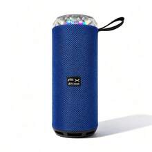 Altavoz cilíndrico decorativo con efectos RGB para fiestas, resistente a salpicaduras, múltiples modos de luz, perfecto para camping, piscina y paseos - Azul - Ver 1