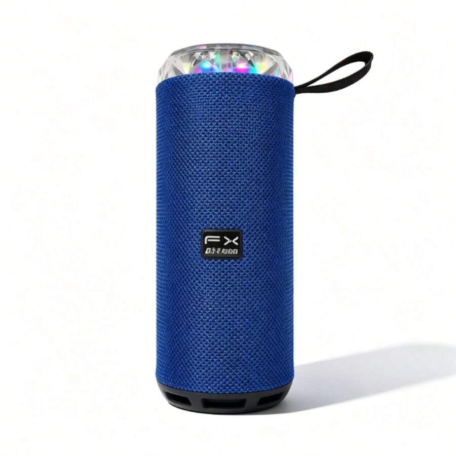 Altavoz cilíndrico decorativo con efectos RGB para fiestas, resistente a salpicaduras, múltiples modos de luz, perfecto para camping, piscina y paseos - Azul - Ver 1