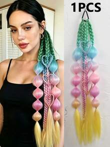 Trenzas de Burbuja Retorcidas de Colores Mixtos Hechas a Mano de 24 Pulgadas - Extensiones de Cabello Estilo Vacaciones para Mujeres, Versátiles para Todos los Tipos de Cabello - Multicolor - Ver 12