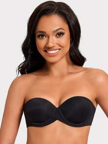 MELENECA Heavy Padded Push Up With Lift Multiway Underwire Strapless Bra For Women - Black - View 4