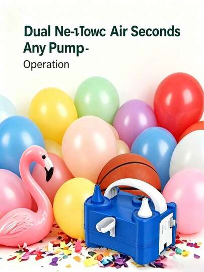 SOKANY 220V 400W Ballon-Elektropumpe, tragbarer Ballon-Aufblaser mit Doppelauslass für Geburtstagsfeiern, Hochzeiten, Feiertage und Party-Dekorationen (blau)