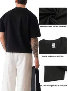 Men's "Strong Potato Power" ,Printed Tees,Classic Clothing With Fun Slogans,Retro Men's Tees,Graphic Tees,Casual Outfits - 黑色 - 查看 5