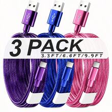 5pcs Fast Charging USB-A To Type-C Charging Cable, Suitable For Android Phones, Nylon Braided, Durable Phone Charging Cable, 1m Length, Compatible With IPhone, And Other Android Phones And Type-C Devices, Suitable For Travel Essentials/Car Accessories/Desktop Accessories, Pink/Purple - 1 Meter - View 18