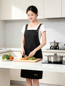 Adjustable Stain‑Resistant Apron Lightweight Practical Work Apron For Home Cooking Barista Coffee Shop Baking Restaurant Kitchen Supplies - Black - View 2