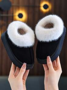 Children's Snow Boots Autumn/Winter New Style Indoor/Outdoor Wearable Fuzzy Shoes Soft Sole Fashion Minimalist - Black - View 3