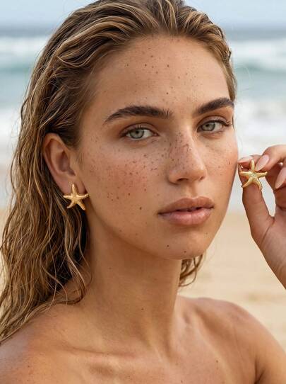 1 Pair Of Stylish, Elegant And Simple Starfish Earrings