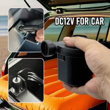 DC12V 便攜式電動充氣幫浦，快速充氣/抽氣充氣泵，適用戶外，附 3 個噴嘴，適用充氣床墊、充氣床、充氣沙發、游泳圈、泳池浮床 - 黑色 - 查看 2