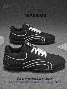Giày board nam Warrior phong cách tối giản thoải mái, sneaker casual thanh lịch, bền bỉ, phù hợp đi cả ngày, dùng cho tập luyện và chạy bộ, phù hợp xuân hè và quanh năm - màu đen - Xem 1