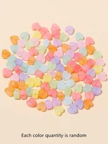100 piezas Cuentas acrílicas con forma de corazón para manualidades del Día de San Valentín - Multicolor - Ver 3