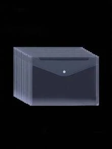 10/20Pcs Thickened Transparent Plastic Snap Button File Folder, Waterproof Reusable A4/A5 Document Envelope Bags, Back To School Stationery For Student Teacher Office Worker Lawyer Home Library Business Use - Transparent - View 1