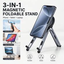 Laptop Stand, Adjustable Foldable Aluminum Alloy Desktop Accessory, Desktop Stand And Phone Holder, Multi-Functional Portable Laptop Stand, Suitable For Work, Study, Home Office, Travel, Compatible With Laptops, Tablets And Smartphones - View 2