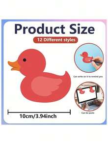 1/3/6/12pcs Macaron Colorful Little Duck Shaped Sticky Notes, Cute Cartoon Duck Design Writable Adhesive Memo Pads, Student Book Index Markers, Planner Decoration, Office And Study Supplies - one-size - View 7
