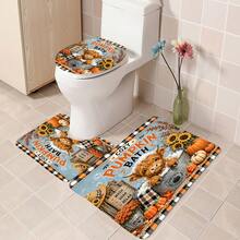1pc/4pcs Bubble Bath Highland Cow Funny Sunflower Pumpkin Plaid Autumn Decor Multi-Functional Bathroom Decor Shower Curtain Set, Free 12 Hooks, Premium Holiday Atmosphere, Bathroom Mat, U-Shaped Rug And Round Toilet Lid Cover, Suitable For Autumn Harvest All Occasions - Highland Cow Bubble Bath - View 9