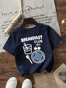 Baby Boy Casual Doodle Letter Print T-Shirt - Navy Blue - View 3