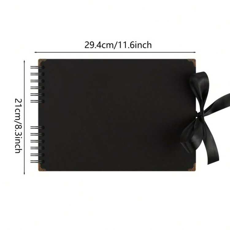 1套黑色內頁牛皮紙拼貼相簿，40頁（20張）29.4 x 21 cm DIY相簿，含彩色角落貼紙與DIY相簿配件，適合生日、節日禮物、居家、聖誕節、感恩節 - 線圈相簿 - 查看 3