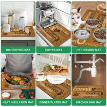 1pc Vintage Coffee English Text Pattern Diatomaceous Earth Kitchen Drain Mat, Quick-Drying Non-Slip Coffee Machine Mat And Dish Drying Pad, Suitable For Kitchen Countertop And Holiday Home Decor - Multicolor - View 7