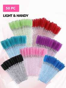 50/100pcs Eyelash Brushes, Suitable For Eyelash Extensions, Eyebrows And Makeup, Crystal Color, 7 Colors Available (Colorful) - Multicolor - View 5
