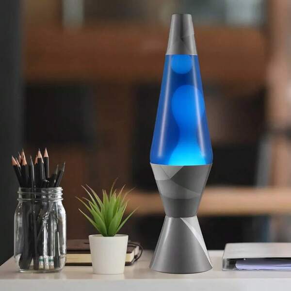 LAVA 14.5" Geometric Monochrome Novelty Table Lamp: Modern Decor, Electric Powered, No Assembly, For All Ages
