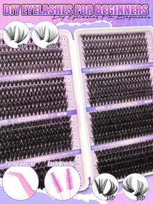 EYELASH EVOLUTION 780pcs/200pcs D Curl Single Cluster False Eyelashes, With Eyelash Tweezers And Brush, High Density Eyelash Book, Suitable For Beginners, Soft And Fluffy, Create Natural Makeup Look, Home DIY Segmented False Eyelashes, Long Lasting And Convenient, Easy To Carry - D - View 2