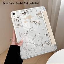 Airplane, World Map, Heart Pattern Painted Effect Tablet Protective Case With Stand, Suitable For Honor 8/9/10/X8/X8A/X9/X8Pro/X9Pro, MatePad Se 11 Inch/MatePad 11 Inch/11.5 Inch, MatePad Pro, Apple 10th/11th Gen 2025 (A16), Galaxy Tab A7/A9 And Other Popular Models - Style 3 - View 2
