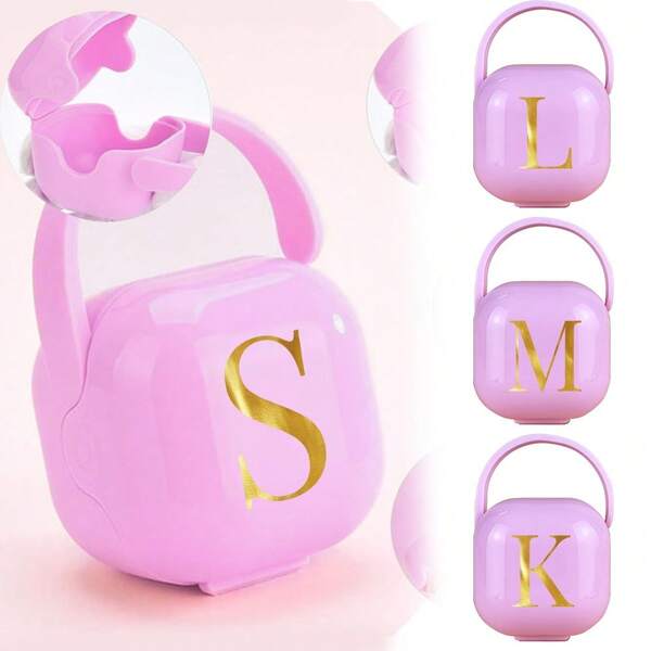 Large Capacity Portable Nipple And Teething Stick Storage Case With Handle Dust Proof Organizer Container Soother Box Travel Accessories Ideal For Holiday Gift Baby Shower And New Parents Gift Initial Name 26 Letters Pattern