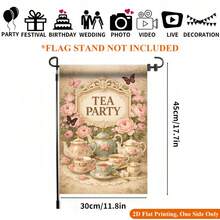 2D Flat Print Garden Flag 1pc, Tea Party Decor Garden Flag - Single-Sided Printed Outdoor Decoration, Suitable For Home And Garden, Holiday Decoration, Durable Polyester, 11.8X17.7 Inches, Flag Pole Not Included - A - View 3