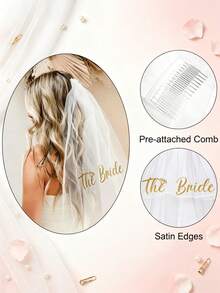 Bachelorette Party Sash Set With Veil, 11pcs & 10pcs Sash Set, Suitable For Wedding Party And Team Use, Can Be Used As Bride Gift Or Wedding Decoration, Also Suitable For Bride Gift Ceremony. Suitable For Bachelorette Party, Wedding, Bride-To-Be Outfit And Accessories - Multicolor - View 5