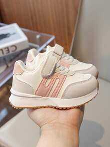 1 par de zapatos casuales rosa bebé, zapatos de correr ligeros y versátiles para niños y niñas, zapatos deportivos de moda para exteriores con cierre de gancho y bucle para niños y niñas pequeños - Rosa - Ver 3