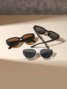 3 PCS Boys Girls 6-9Y Retro Oval Fashion Glasses Lightweight PC Material Frame Solid Color Lens Suitable For Casual Vacation Outing With Glasses Box - Multicolor - View 5