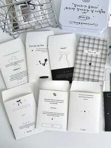 10Pcs/Set Korean INS Simple Black White Card Envelope 3-Inch Photo Card Packing DIY Deco Paper Pocket Cute Card Packaging - D - View 2
