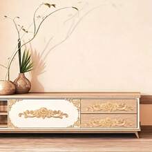 2D Wooden European Floral Pattern Furniture Decorative Panel, Furniture Cabinet Door Mirror Frame Decorative Flower, Decorative Component, Wall Frame DIY Art Decoration - Khaki - View 4
