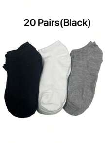 20雙男女通用輕量透氣短襪，夏季基本款，聖誕禮物 - 彩色 - 查看 15