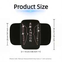1PC Shiny Colorful Rhinestone Car Armrest Pad, Dual Storage Pockets/No Storage Pockets Optional, All Season Use, Elastic Band Easy Installation, Holiday Gift, Men's And Women's Car Interior Accessory - A - View 2