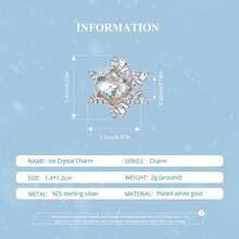 Bamoer Winter Ice Series Silver Charms, Snowflake Iridescent Moon Glass Beads Fit Bracelet DIY Accessories - Silver - View 11