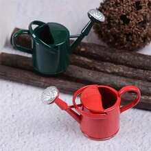 1/3pcs Mini Watering Can Micro Landscape DIY Decor, Iron Painted Craft, Bright Colors And Exquisite Design, Create Realistic Garden Scenery, Suitable For Miniature Courtyard, Countryside Scene, Landscape Handmade, Home Desktop Decoration, Fairy Garden Sand Table Layout Accessories - A - View 5