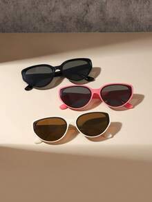 3 PCS Boys Girls 6-9Y Retro Oval Fashion Glasses Lightweight PC Material Frame Solid Color Lens Suitable For Casual Vacation Outing With Glasses Box - Multicolor - View 7