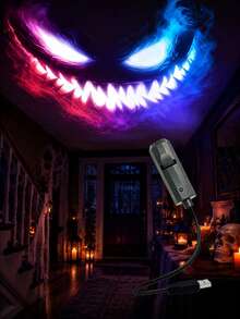 White & Colorful Ghost Face Mood Light, USB Plug-In Lamp For Halloween Room Decor - Black - View 5