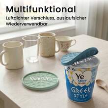 Tutup Yogurt Silikon Besar 500g yang Dapat Digunakan Kembali, Dapat Dibalik Menjadi Tatakan Gelas, Tutup Penahan Cocok untuk Yogurt, Gelas Yogurt, Penutup Gelas, Tatakan Gelas - standar - View 7