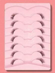 Half-Length False Eyelashes, Natural Makeup Effect, Transparent Lash Stem, Lightweight And Fluffy, Can Create Cat Eye Makeup; Natural Short Accent False Eyelashes, Extended Tail False Eyelashes, 3/4 Length False Eyelashes, Reusable, Strip False Eyelashes, Eyelashes, False Eyelashes, False Eyelashes - Black - View 12